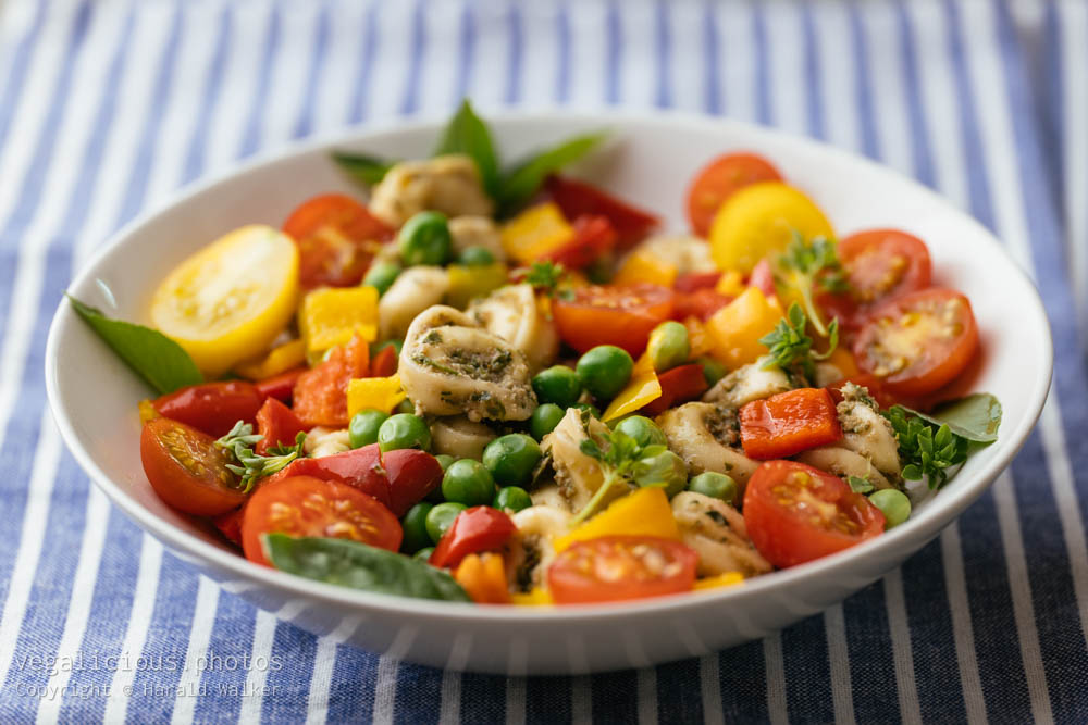 Stock photo of Vegan Tortellini with Vegetables and Pesto