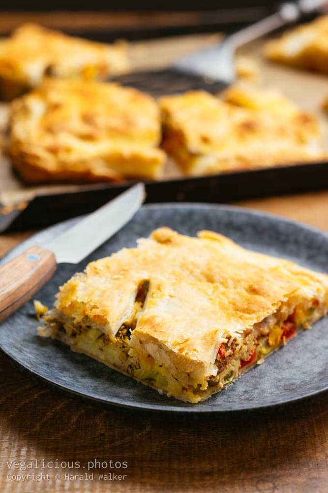 Stock photo of Vegetable Pie made with Hummus