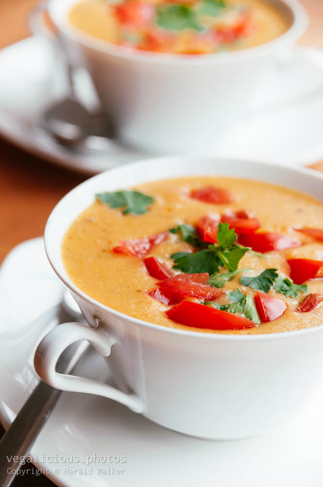 Stock photo of White bean and carrot soup