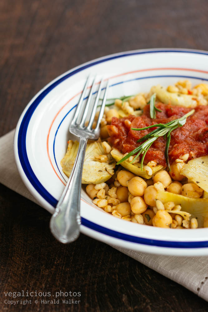 Stock photo of Farro with Chickpeas and Artichokes