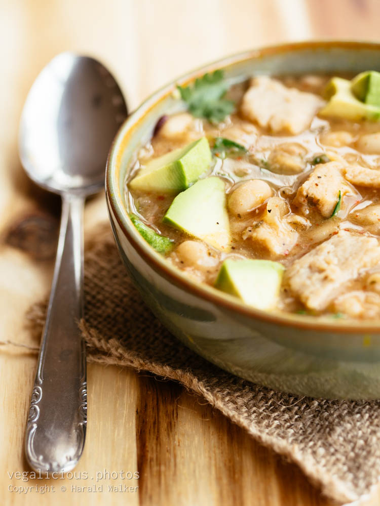 Stock photo of Vegan Chickun and White Bean Soup