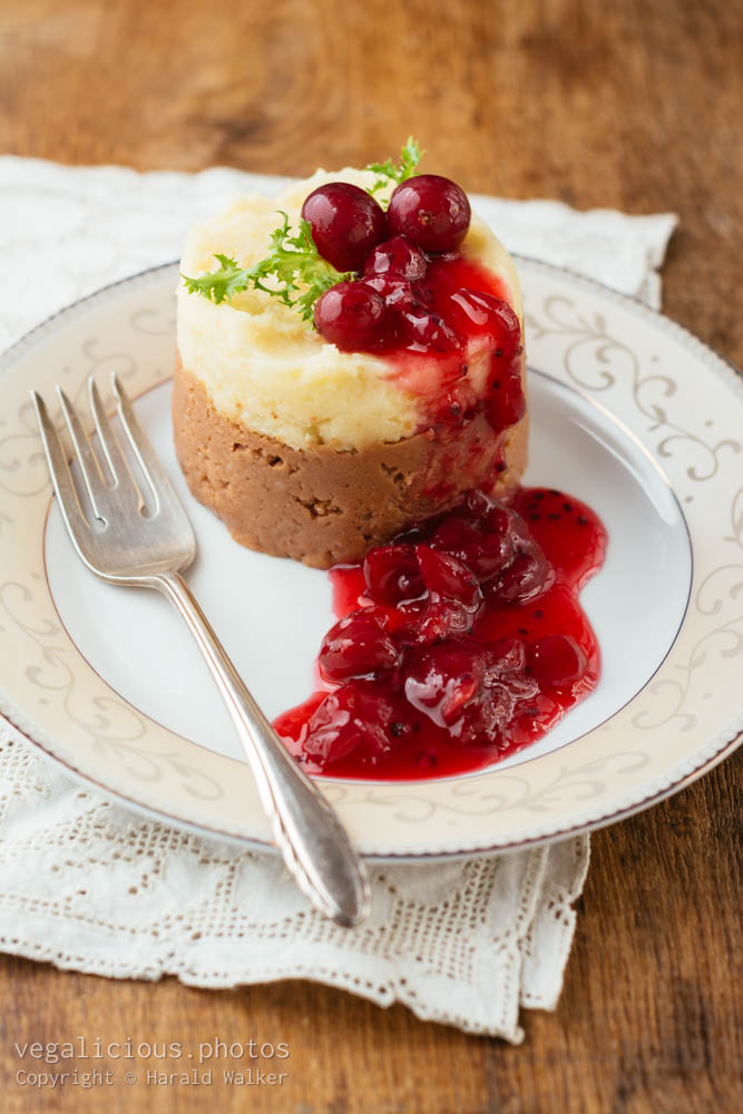 Stock photo of Parsnip and Chestnut Puree with Red gooseberry Sauce