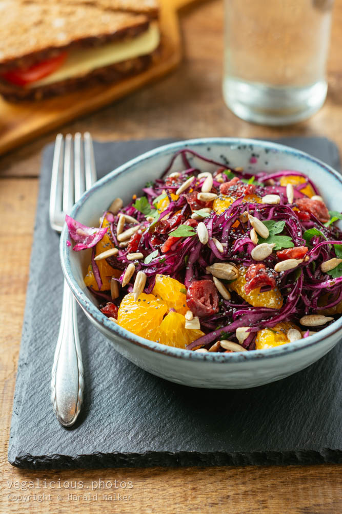 Stock photo of Red Cabbage Slaw with Mandarin Oranges