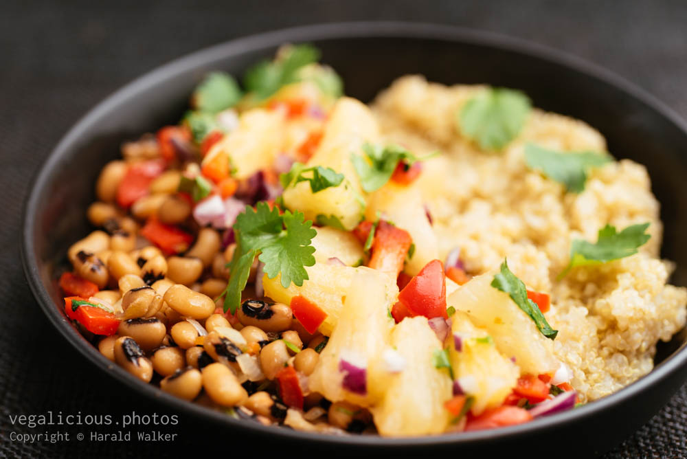 Stock photo of Caribbean Black-eyed Peas and Quinoa, with Pineapple Salsa