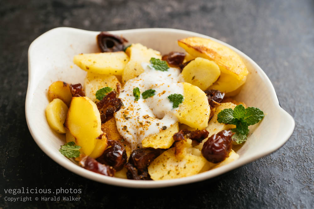 Stock photo of Sauteed Parsnips with Dates and Spicy Soy Yogurt