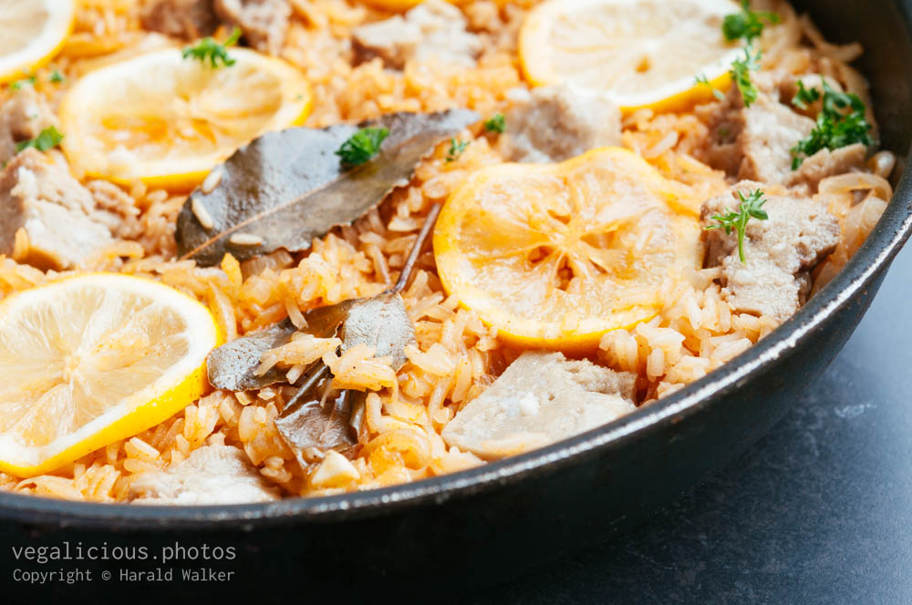 Stock photo of Seitan and Rice Pilaf