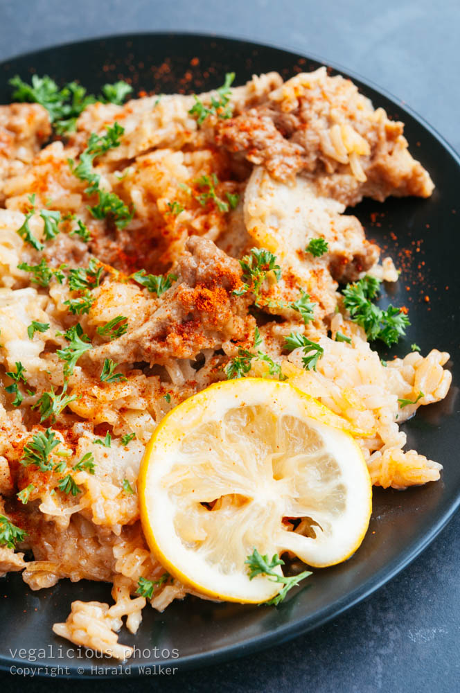 Stock photo of Seitan and Rice Pilaf