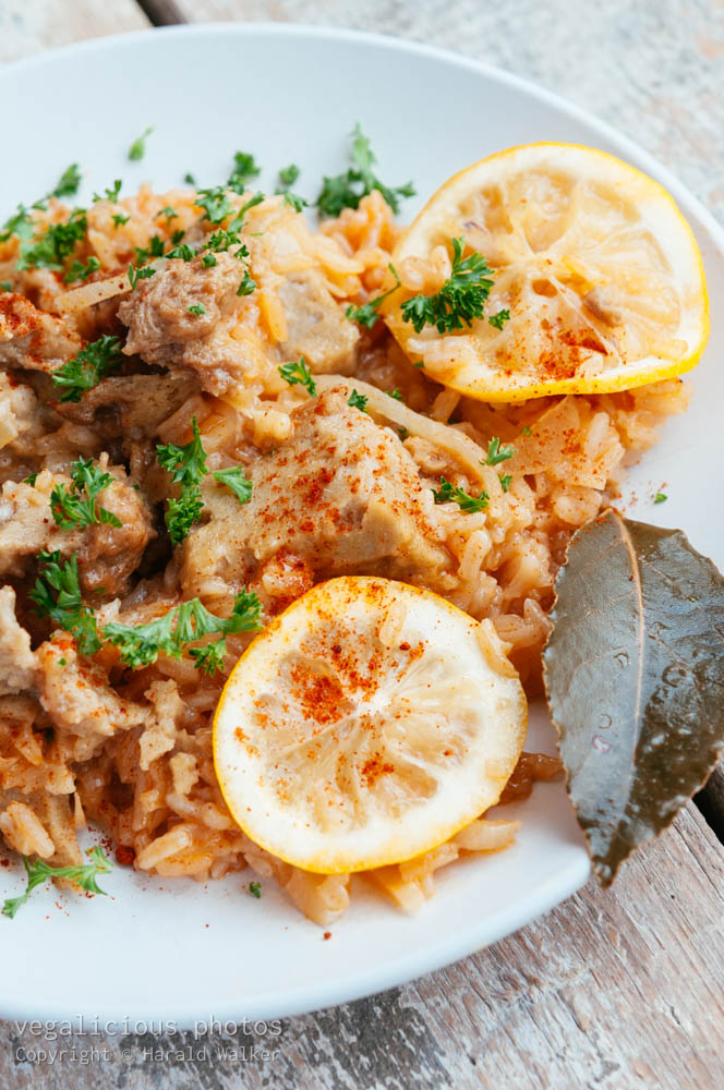 Stock photo of Seitan and Rice Pilaf