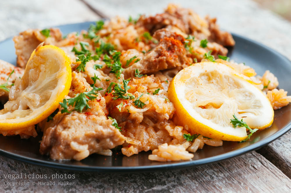 Stock photo of Seitan and Rice Pilaf