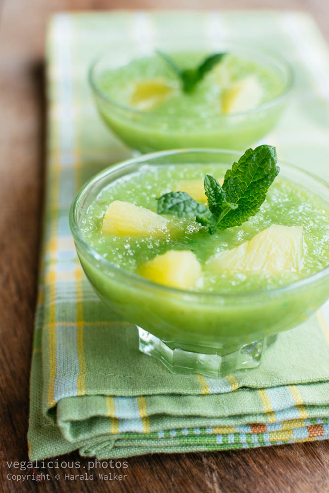 Stock photo of Minty Green Rice Pudding with Pineapple