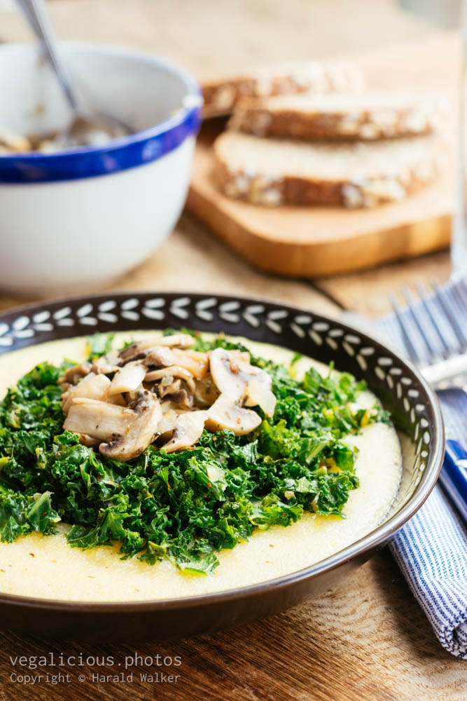 Stock photo of Polenta with Kale and Mushrooms