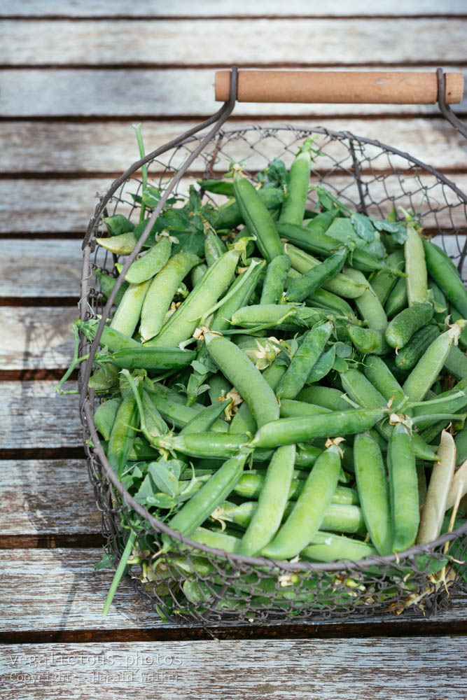 Stock photo of Basket full of peas