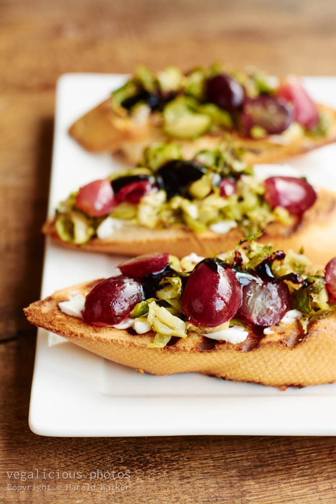 Stock photo of Roasted Brussels Sprouts and Grape Bruschetta