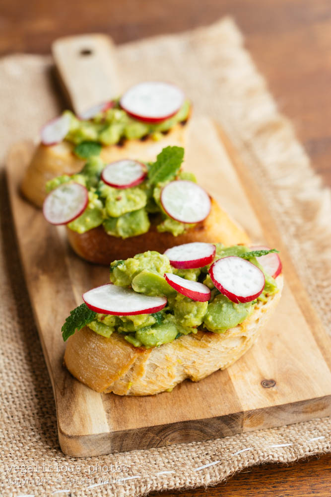 Stock photo of Bruschetta with Fava Beans, Radishes and Mint