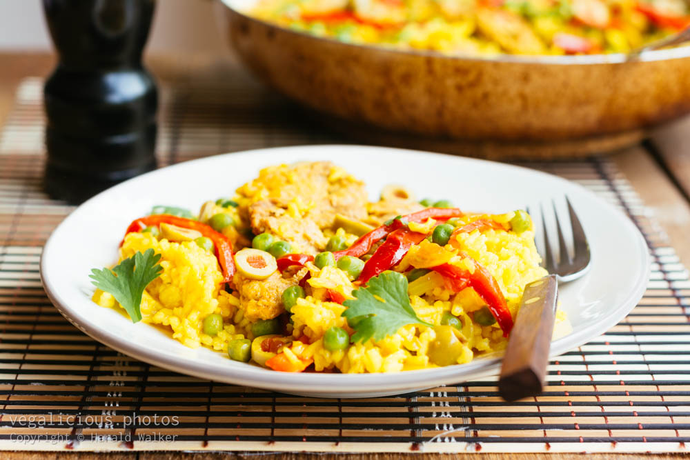 Stock photo of Yellow Rice with TVP Medallions