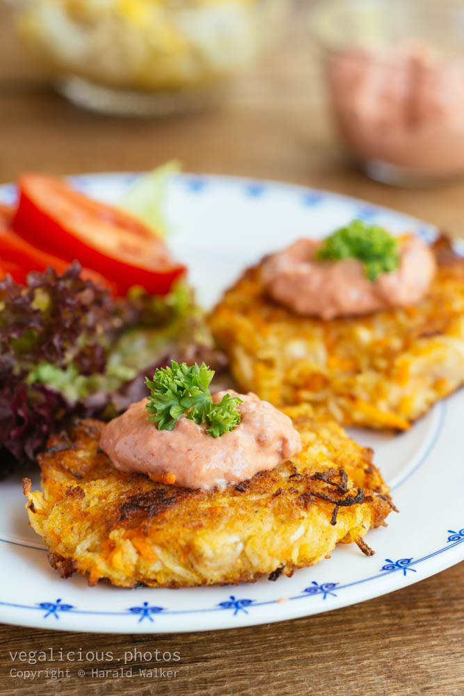 Stock photo of Kohlrabi Carrot Fritters