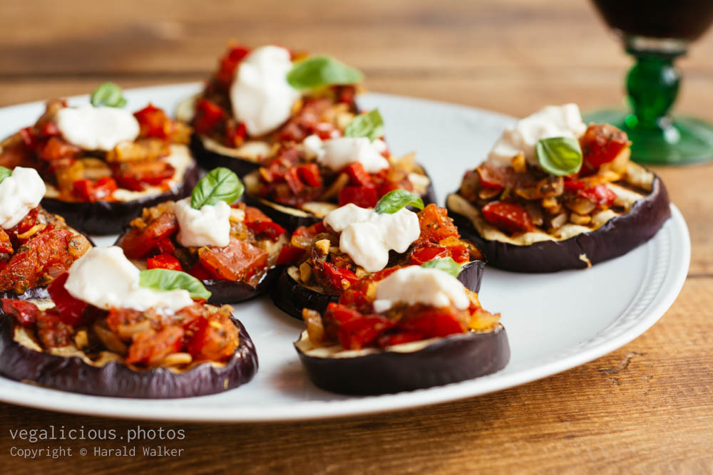 Stock photo of Grilled eggplant with Tomato, Bell Pepper Sauce