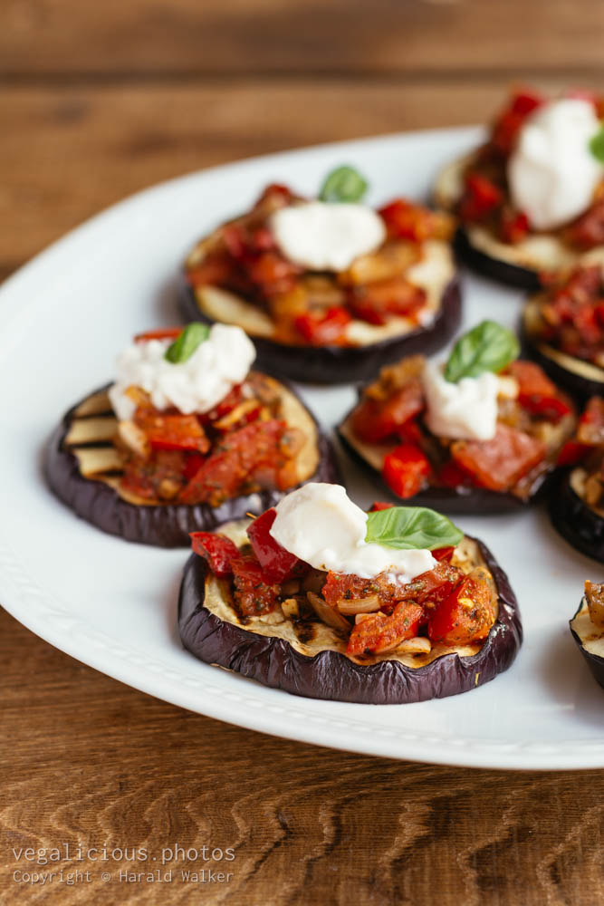 Stock photo of Grilled eggplant with Tomato, Bell Pepper Sauce