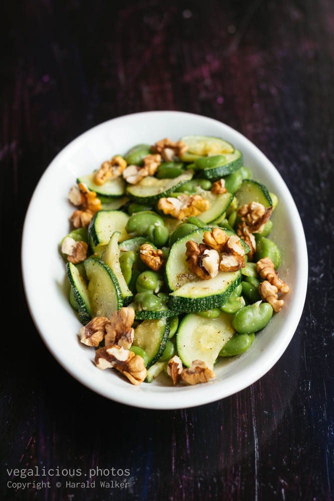 Stock photo of Warm Fava Bean and Zucchini Salad with Walnuts