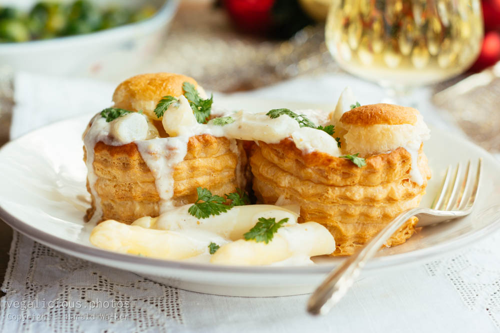 Stock photo of Puff Pastry Shells with Creamy Asparagus and Chervil