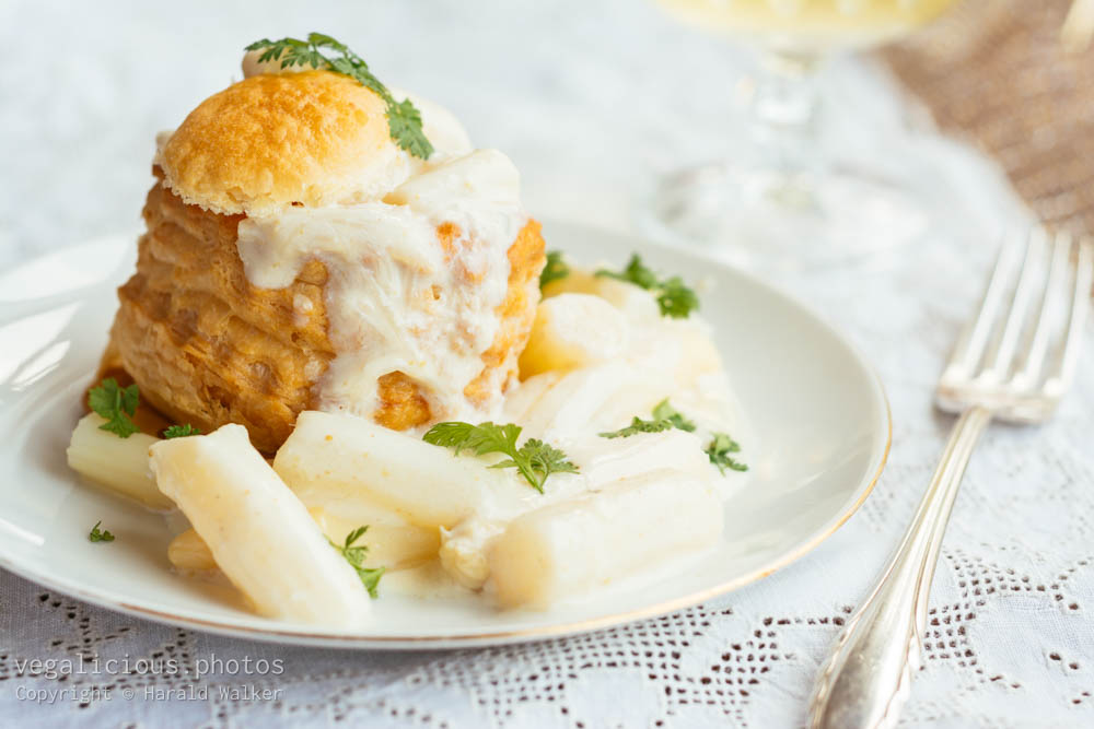 Stock photo of Puff Pastry Shells with Creamy Asparagus and Chervil