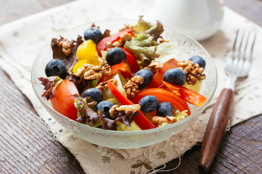 Stock photo of Mixed Salad with Blueberries and Walnuts