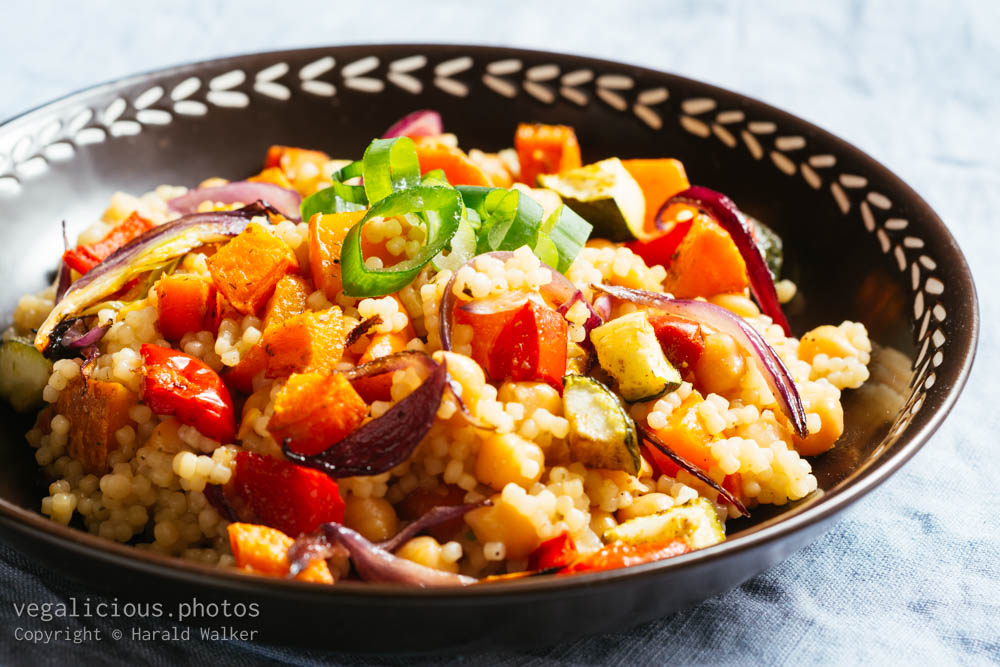 Stock photo of Moroccan Couscous with Roasted Vegetables and Chickpeas