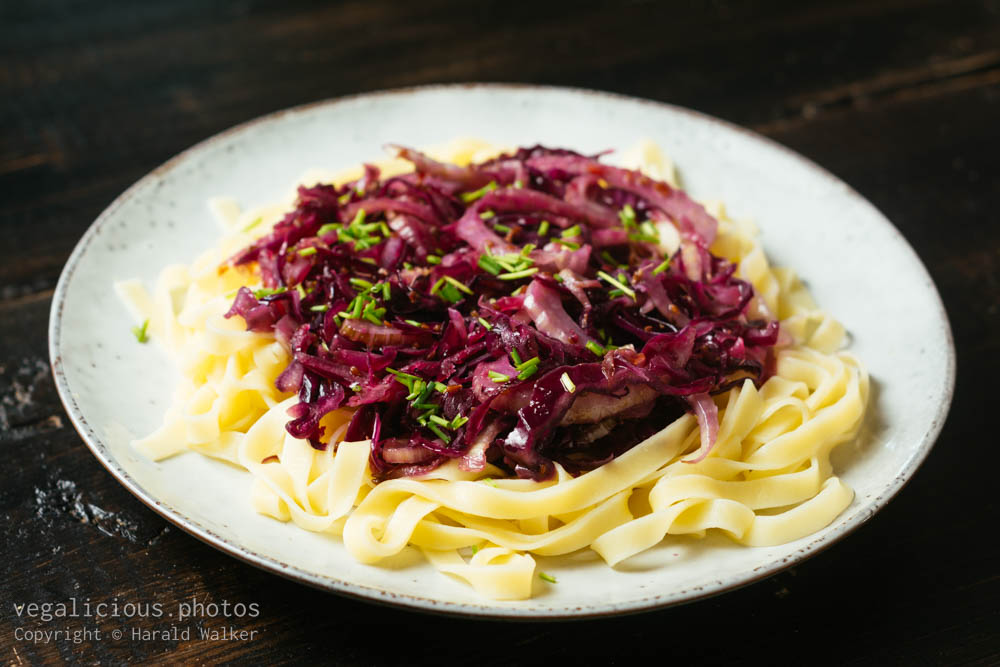 Stock photo of Red Cabbage and Fennel on Pasta