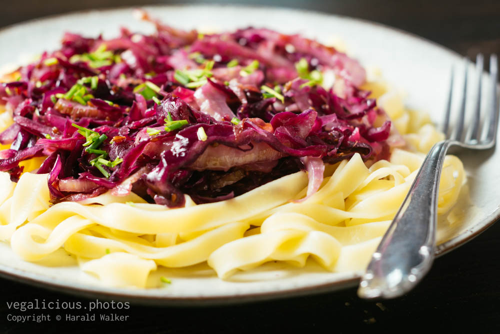 Stock photo of Red Cabbage and Fennel on Pasta