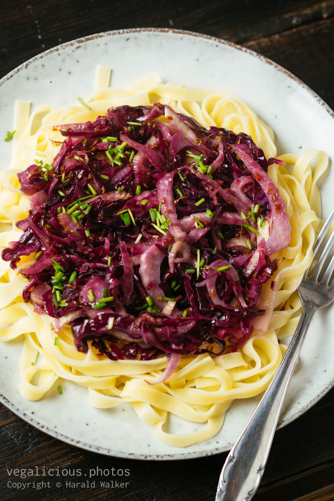 Stock photo of Red Cabbage and Fennel on Pasta