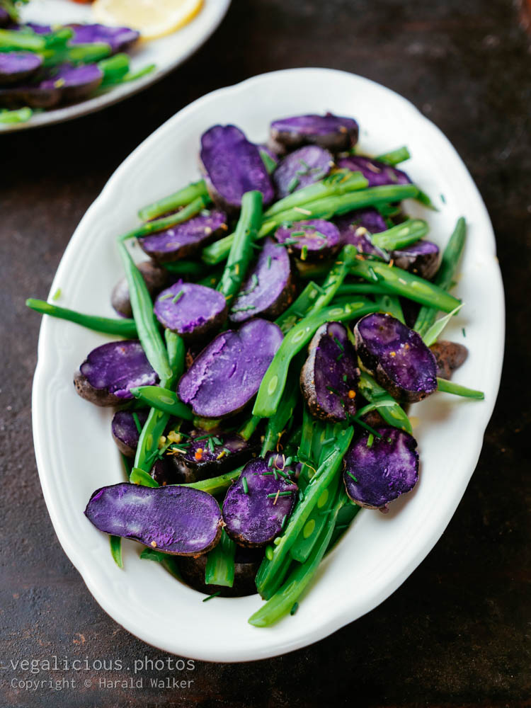 Stock photo of Purple Potatoes with Green Beans