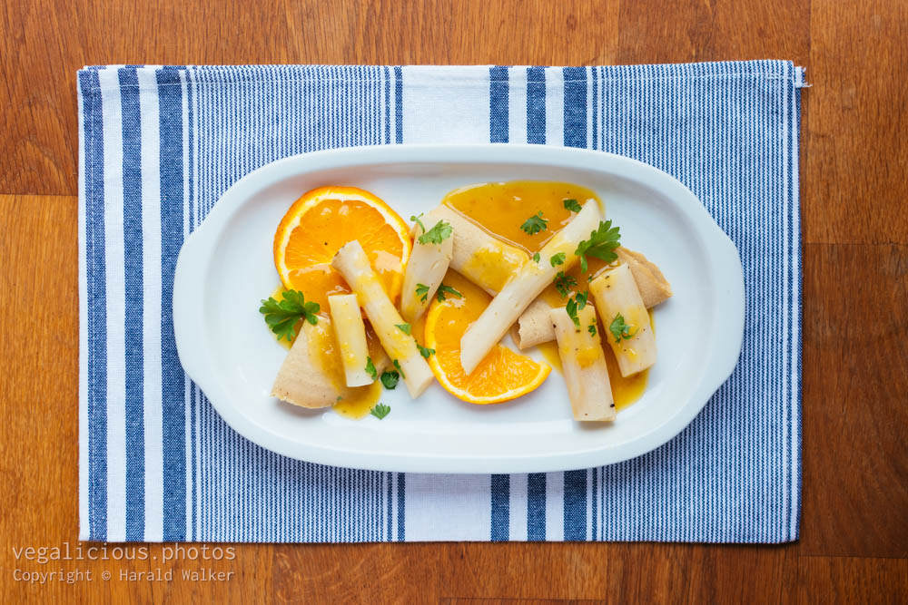 Stock photo of Salsify with Vegan Lunchmeat and Orange Sauce