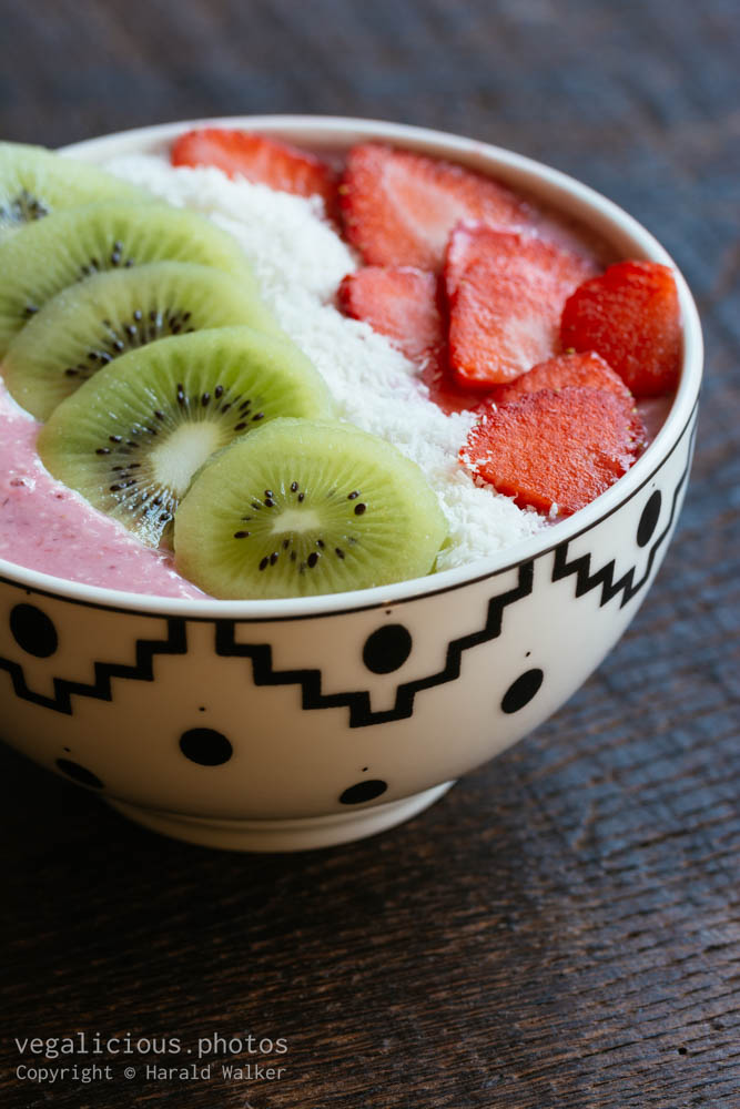 Stock photo of Strawberry Smoothie Bowl with Kiwi and Coconut