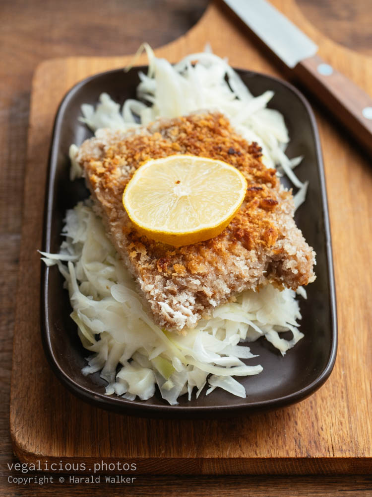 Stock photo of TVP Schnitzels on Cabbage