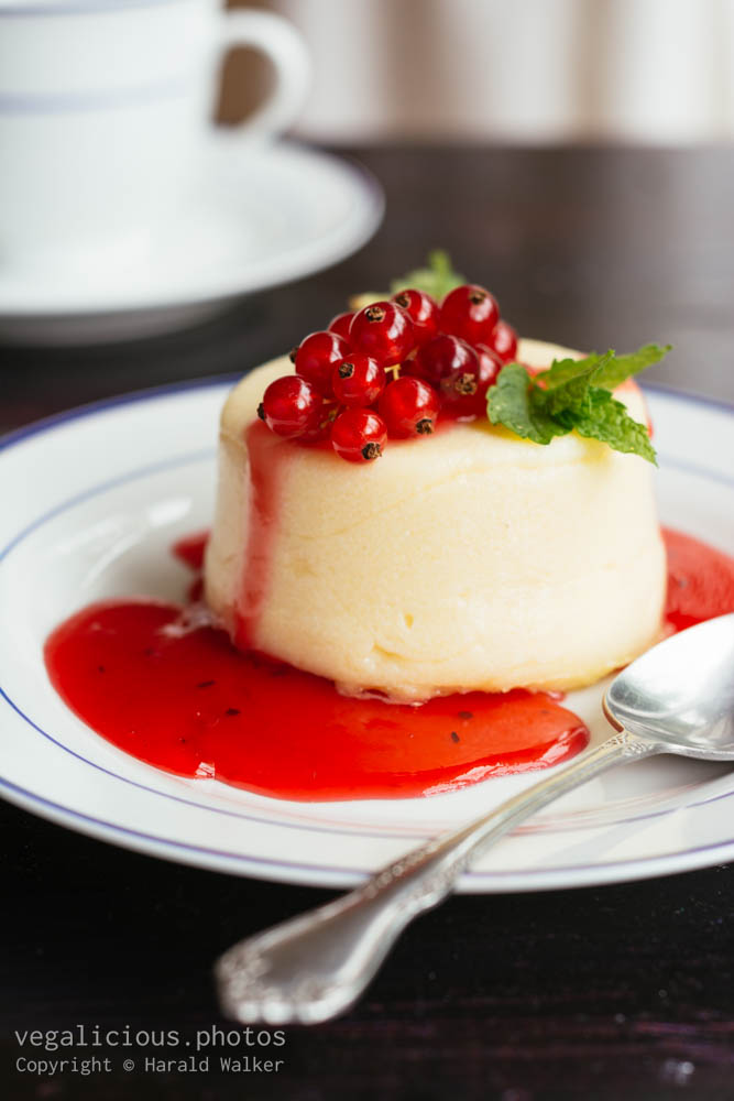 Stock photo of Semolina Pudding with Red Currant Sauce