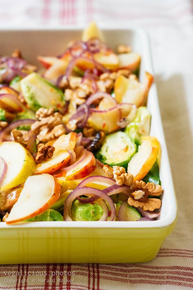 Stock photo of Brussels Sprouts, with Apples, Red Onions and Walnut Vinaigrette