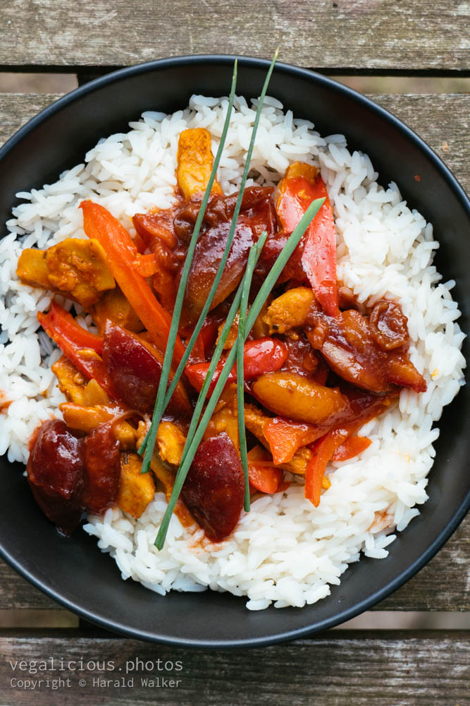 Stock photo of Vegan Chickun with Bell Peppers and Plum Sauce