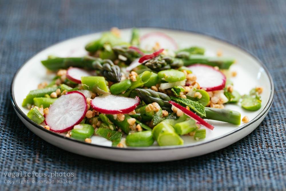 Stock photo of Spring Salad with Asparagus, Fava Beans and Buckwheat