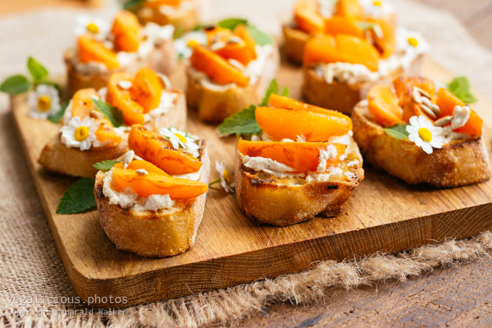 Stock photo of Apricot Vegan Cream Cheese Bruschetta