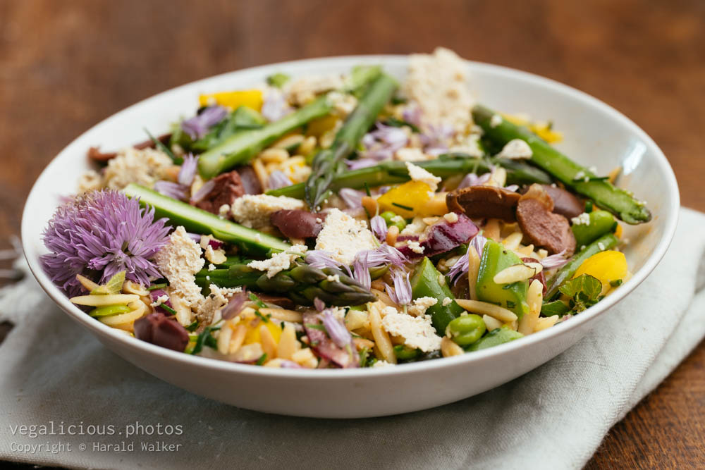 Stock photo of Orzo Salad with Asparagus, Fava Beans and Olives