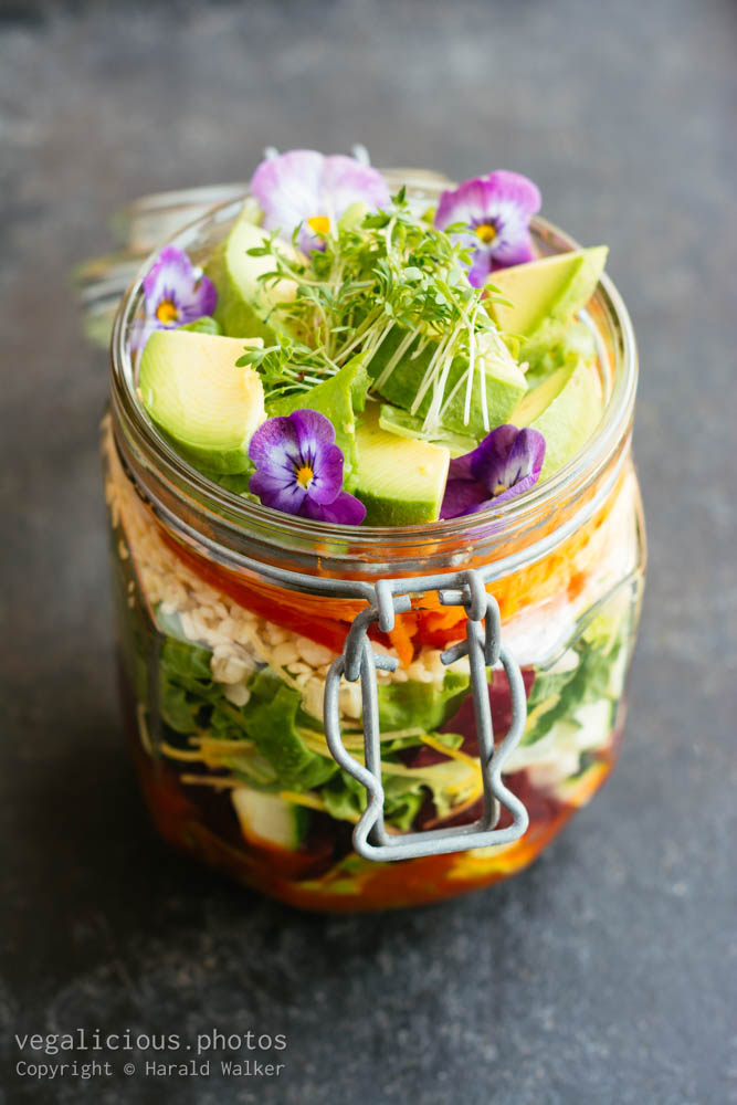 Stock photo of Healthy mixed salad in a jar
