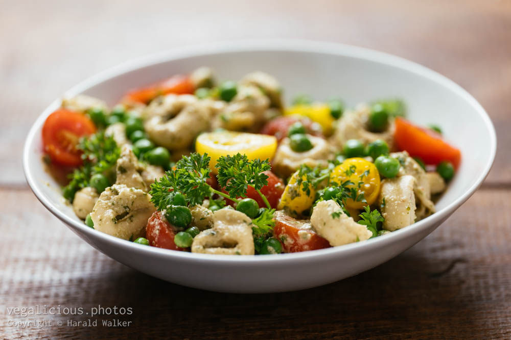 Stock photo of Tortellini with Fresh Vegetables and Basil Pesto