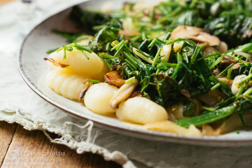 Stock photo of Gnocchi with Mushrooms and Spinach