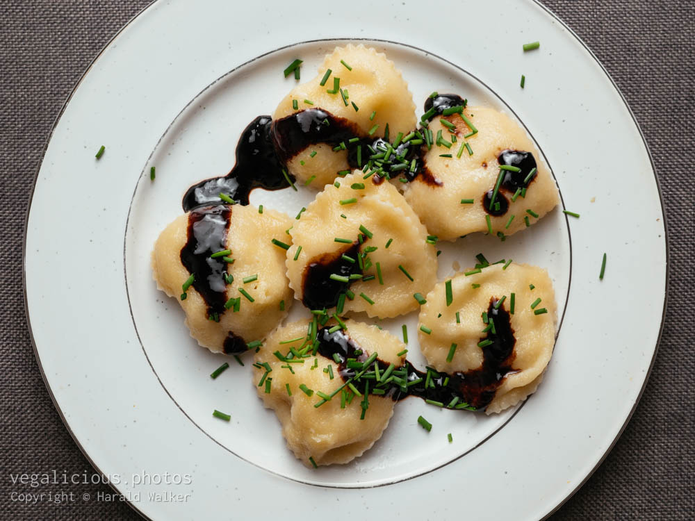 Stock photo of Parsnip filled Ravioli with Reduced Balsamic Sauce