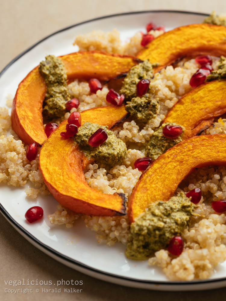 Stock photo of Roasted Winter Squash with Quinoa and Mint Pesto