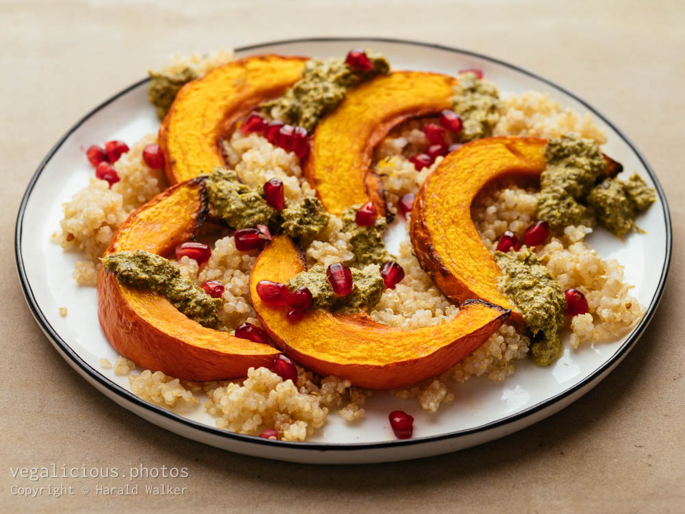 Stock photo of Roasted Winter Squash with Quinoa and Mint Pesto