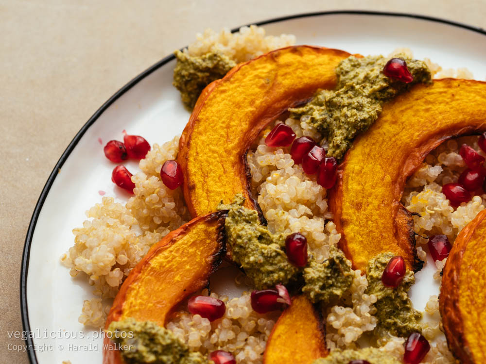 Stock photo of Roasted Winter Squash with Quinoa and Mint Pesto