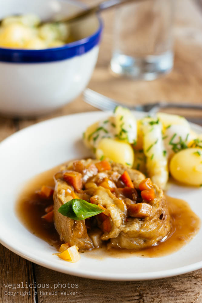 Stock photo of Stuffed seitan Roulade