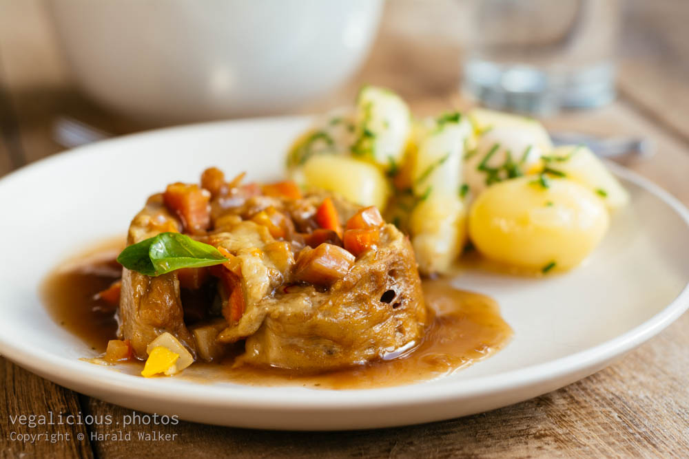 Stock photo of Stuffed seitan Roulade