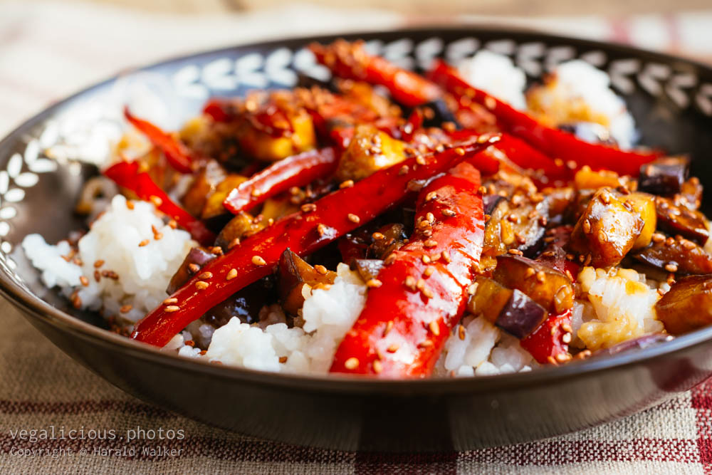 Stock photo of Sweet and sour eggplant